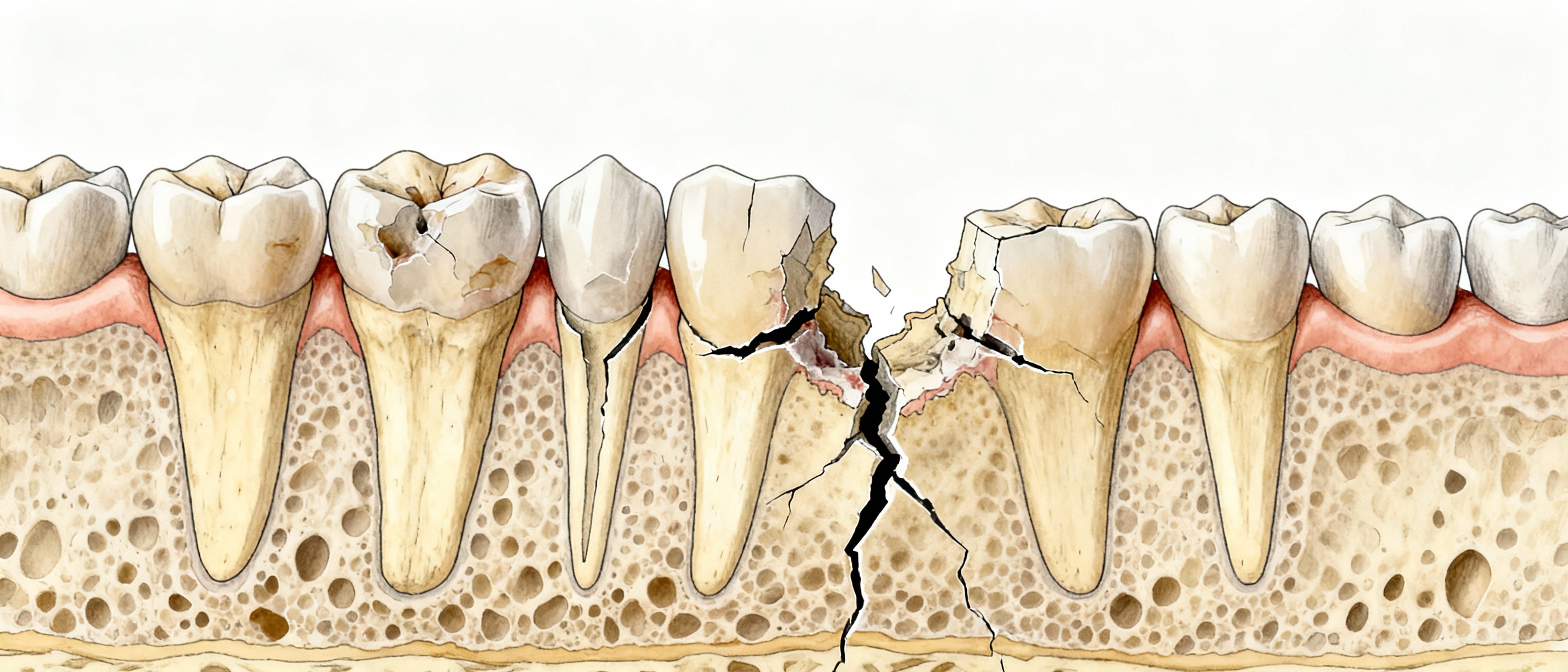 Dentoalveolar Fracture Illustration - Bone and Tooth Damage