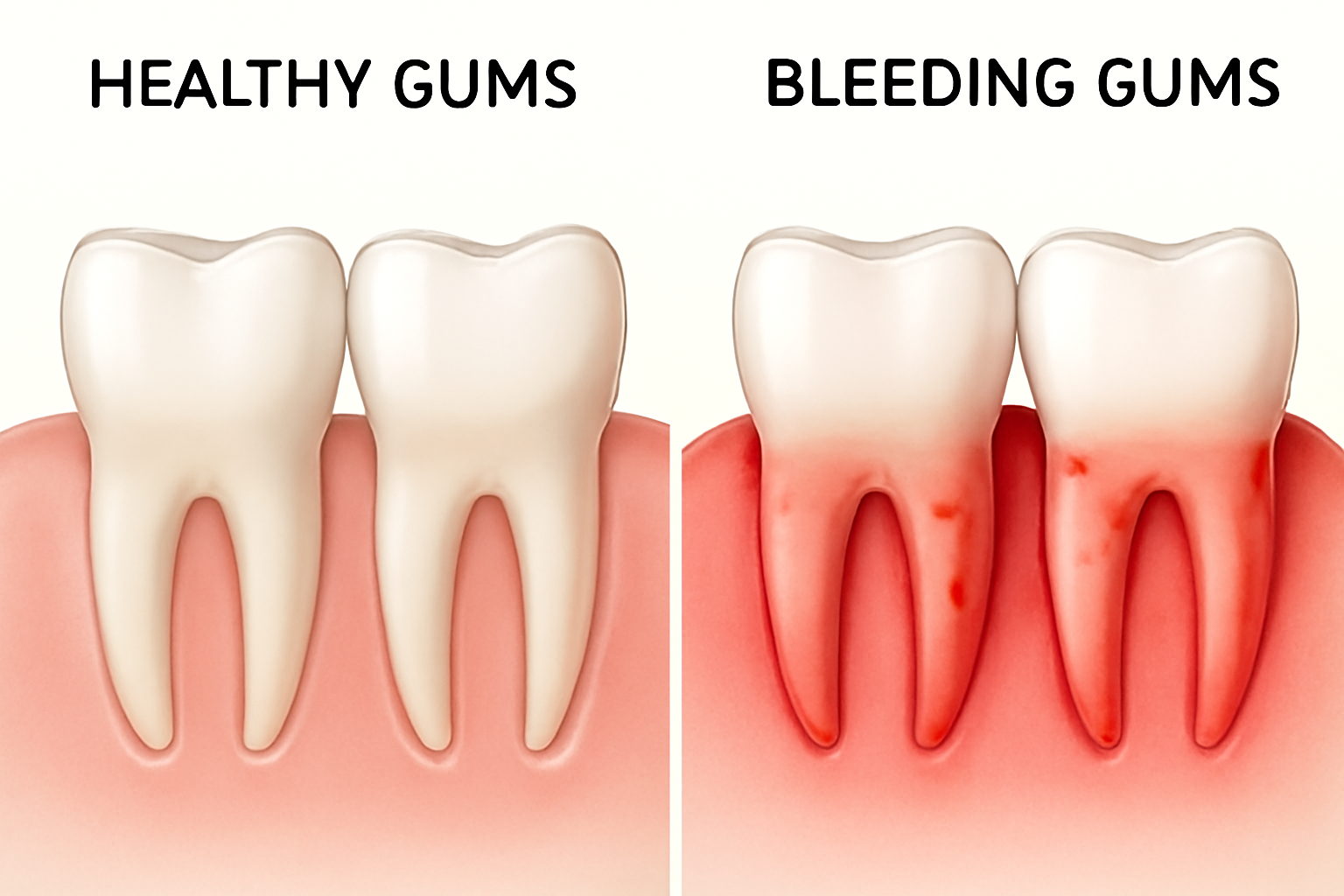 Healthy vs Bleeding Gums
